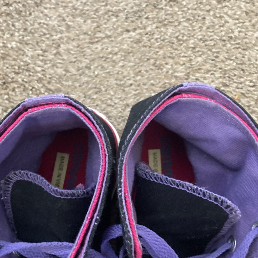 Black and Purple High-Top Converse - Picture 3 of 7